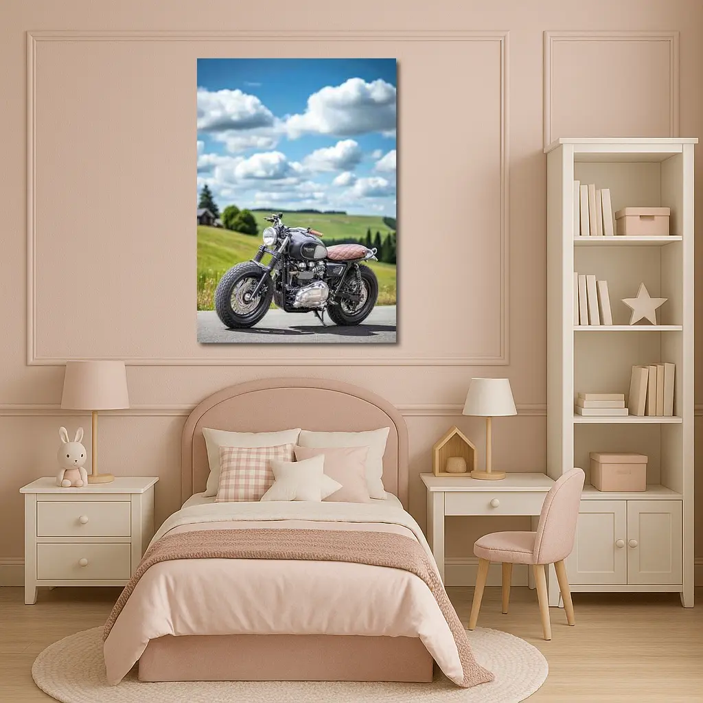 Triumph Bonneville Cafe Racer Green Hills – Wall Art