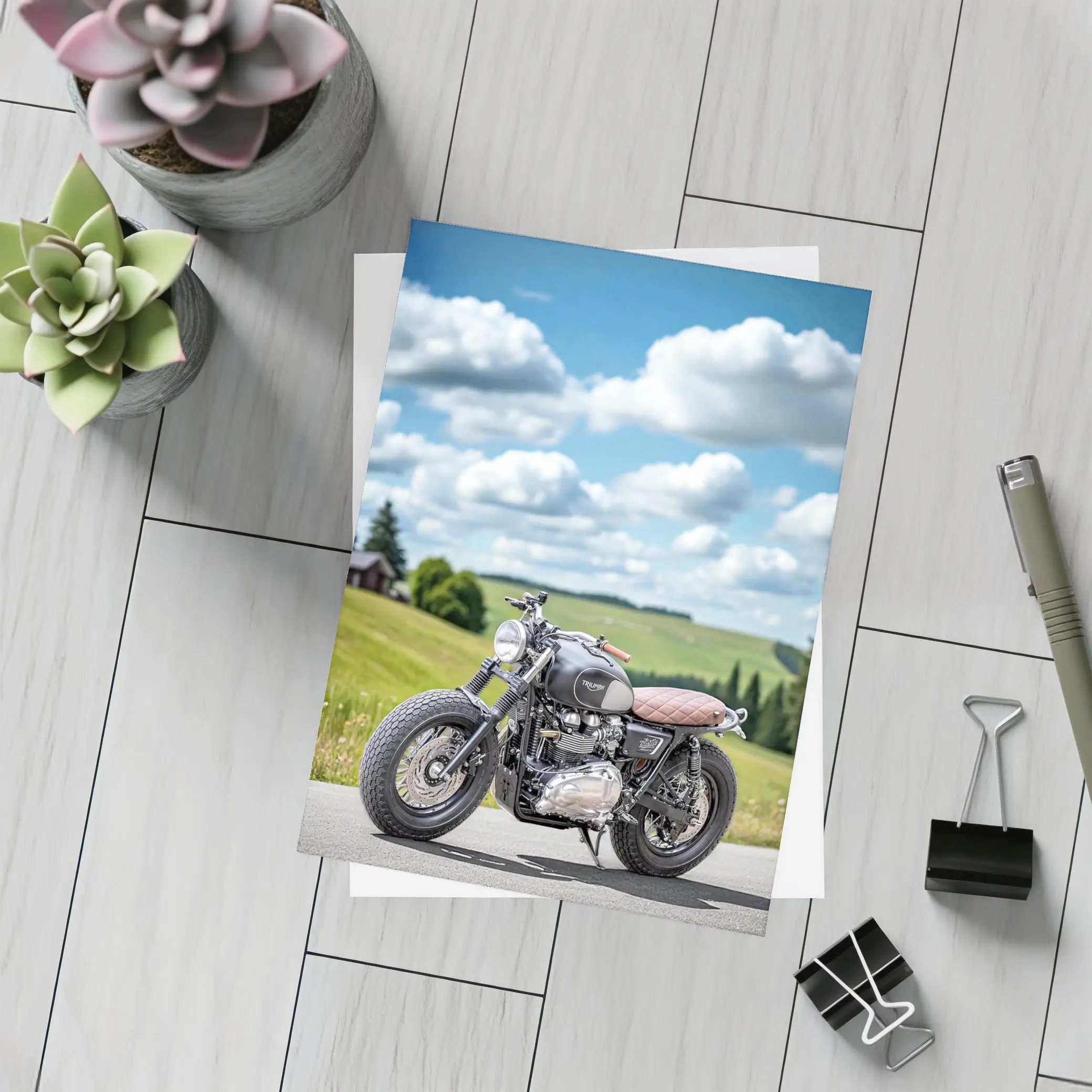 Triumph Bonneville Cafe Racer Green Hills – Postcards