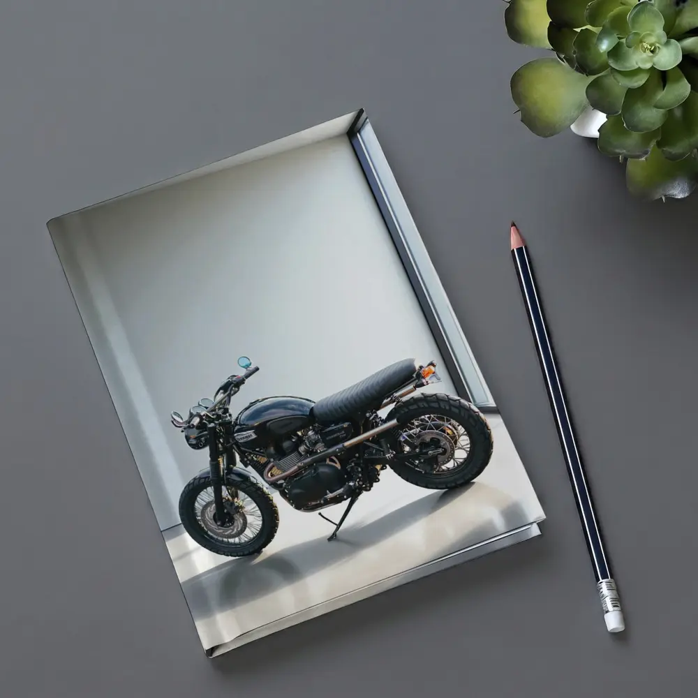 Black Triumph Scrambler Motorcycle Minimal Room – Notebooks