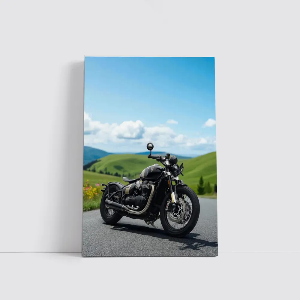Triumph Bobber Black Motorcycle Green Hills – Wall Art