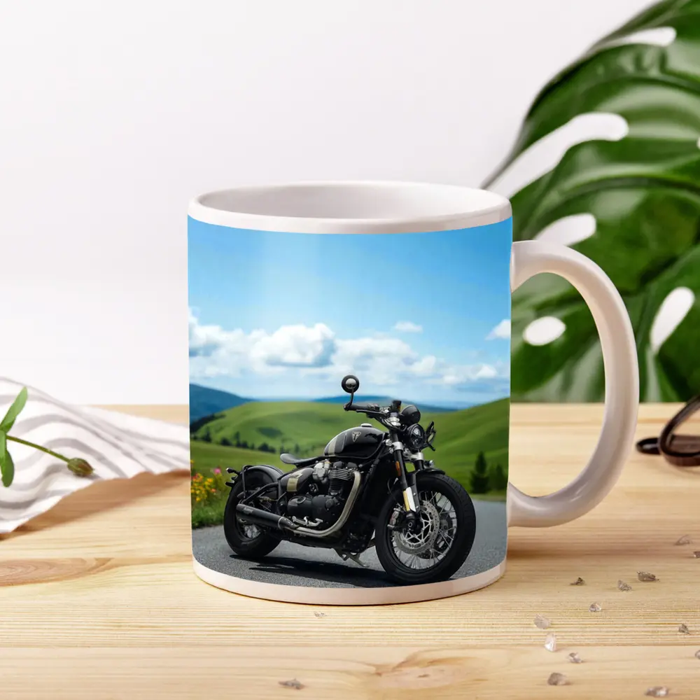 Triumph Bobber Black Motorcycle Green Hills – Mugs