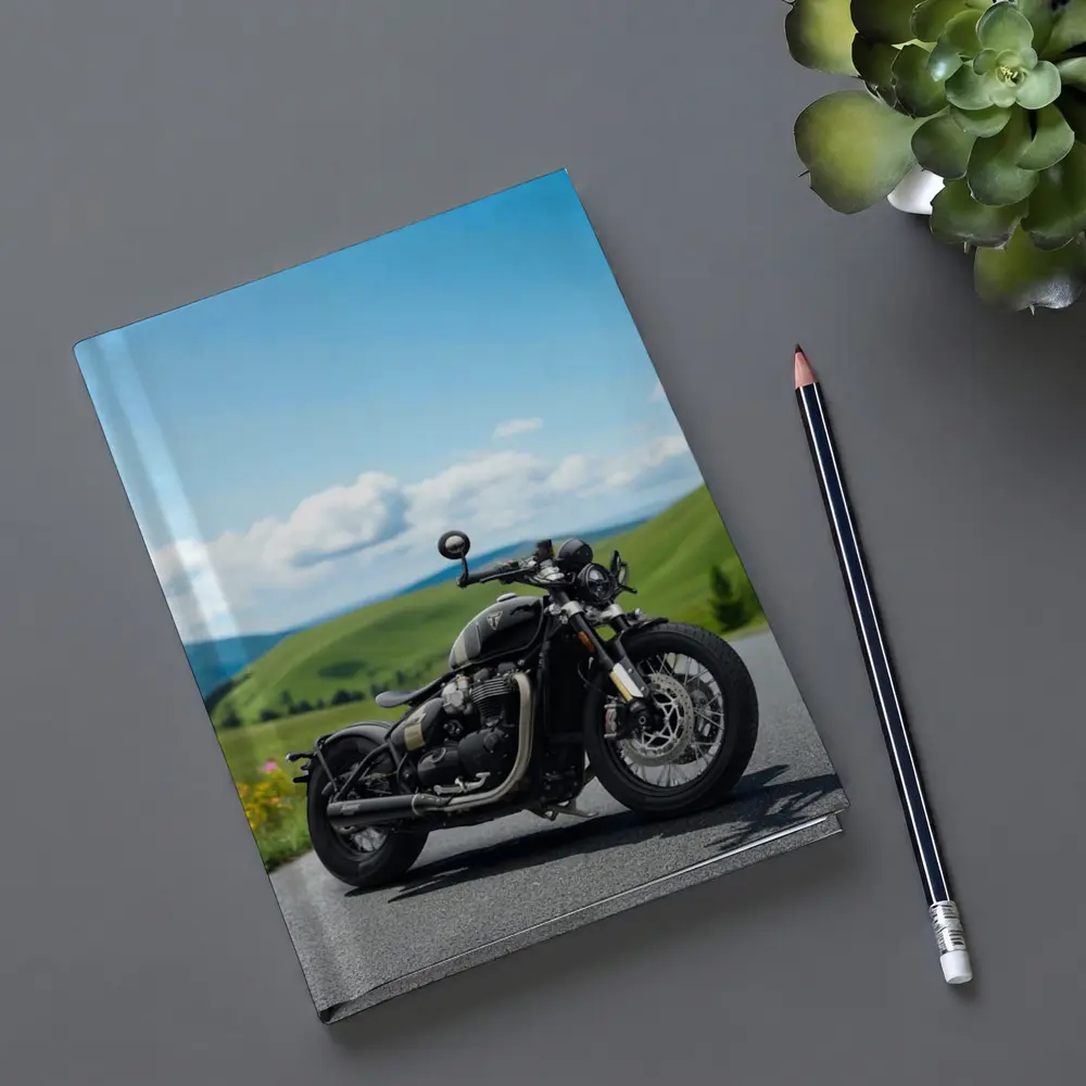 Triumph Bobber Black Motorcycle Green Hills – Notebooks
