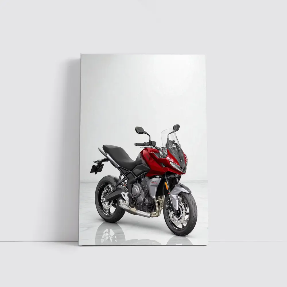 Red Triumph Tiger Sport Motorcycle White Background – Wall Art