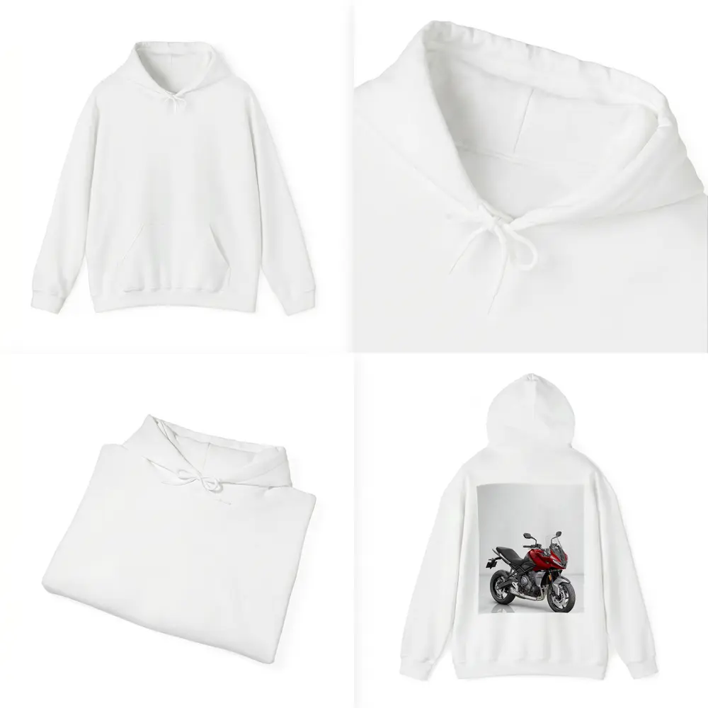 Red Triumph Tiger Sport Motorcycle White Background – Hoodies