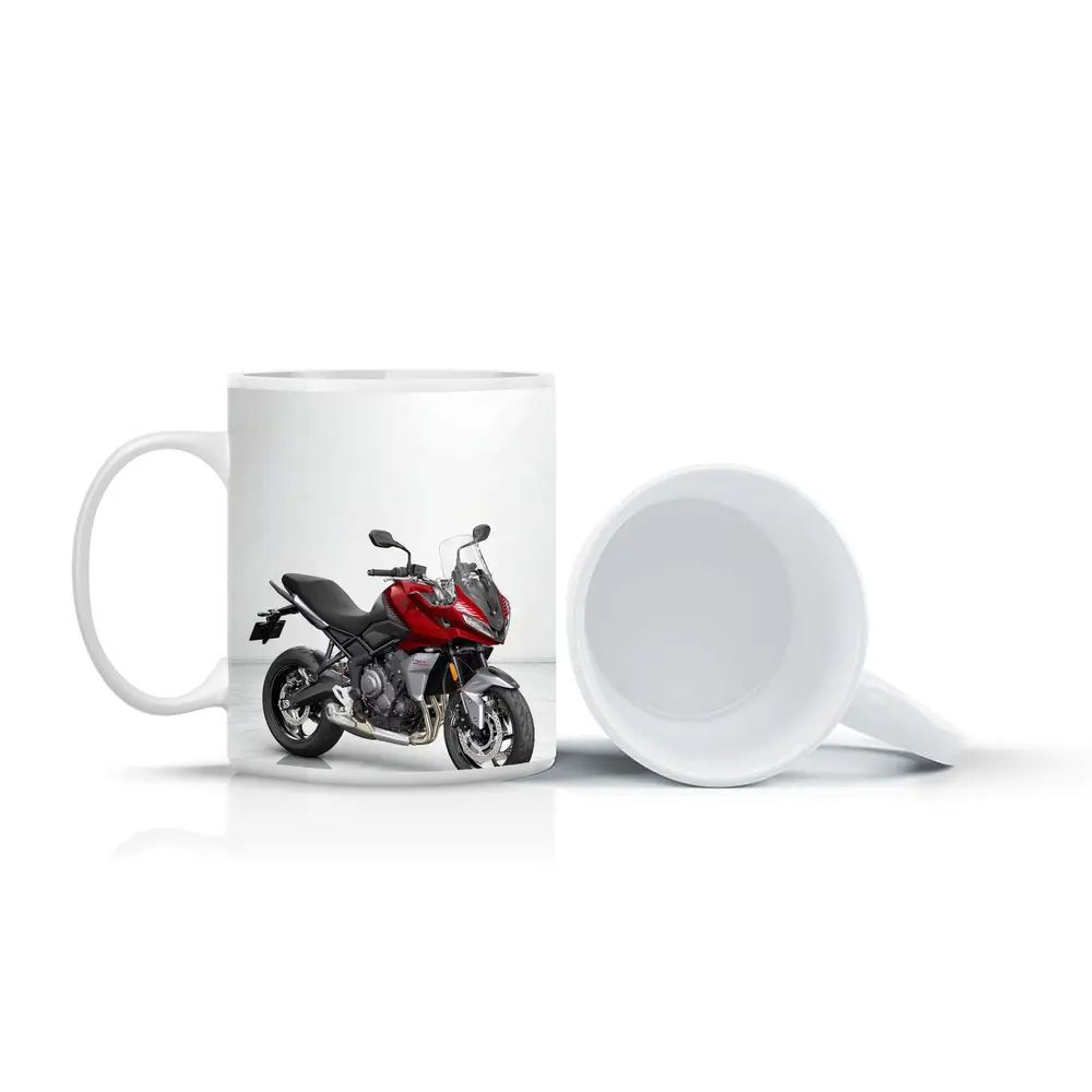Red Triumph Tiger Sport Motorcycle White Background – Mugs