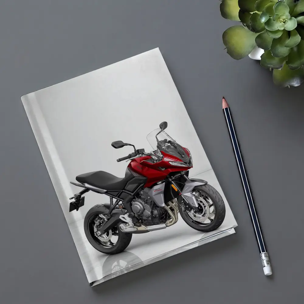 Red Triumph Tiger Sport Motorcycle White Background – Notebooks