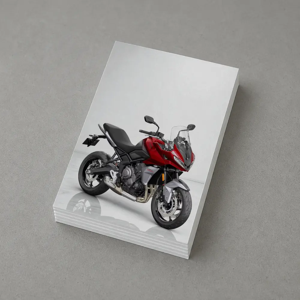 Red Triumph Tiger Sport Motorcycle White Background – Postcards