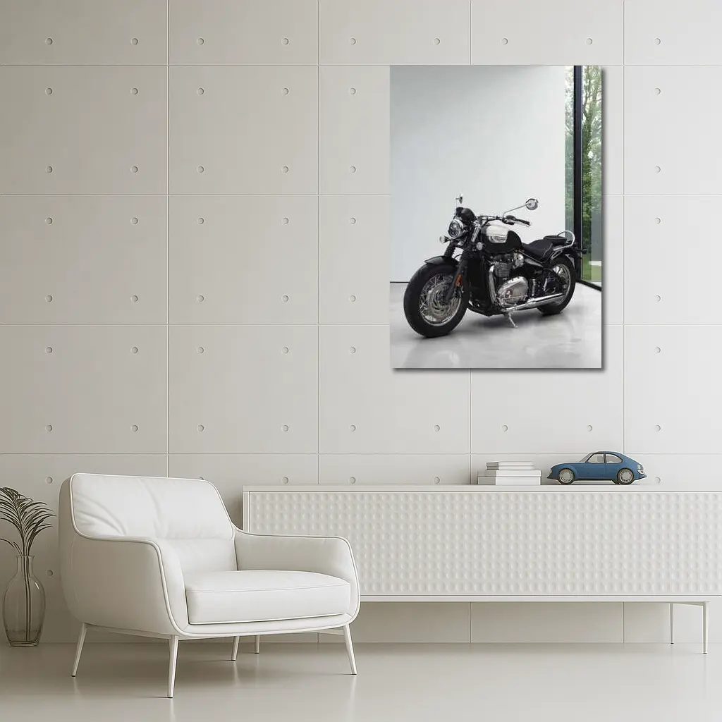 Triumph Bobber Motorcycle Minimalist Studio Setting – Wall Art
