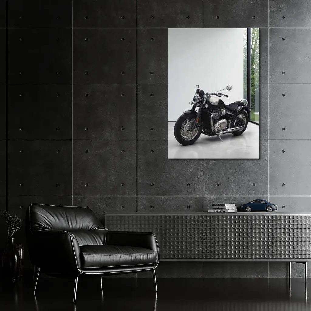 Triumph Bobber Motorcycle Minimalist Studio Setting – Wall Art