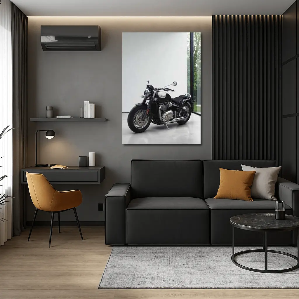 Triumph Bobber Motorcycle Minimalist Studio Setting – Wall Art