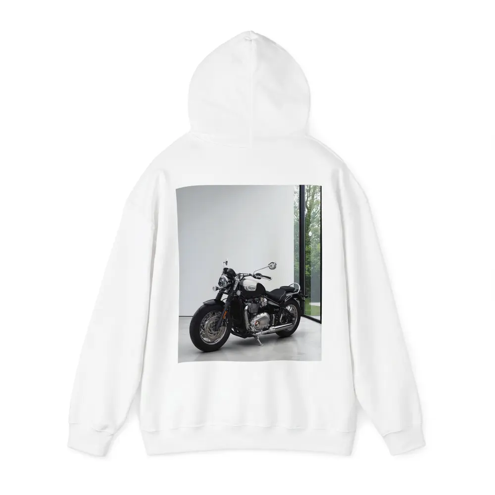 Triumph Bobber Motorcycle Minimalist Studio Setting – Hoodies