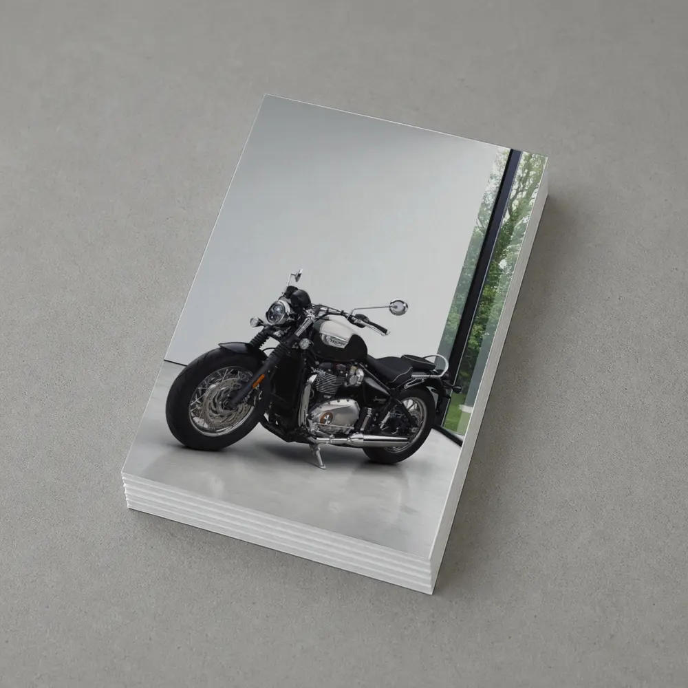 Triumph Bobber Motorcycle Minimalist Studio Setting – Postcards