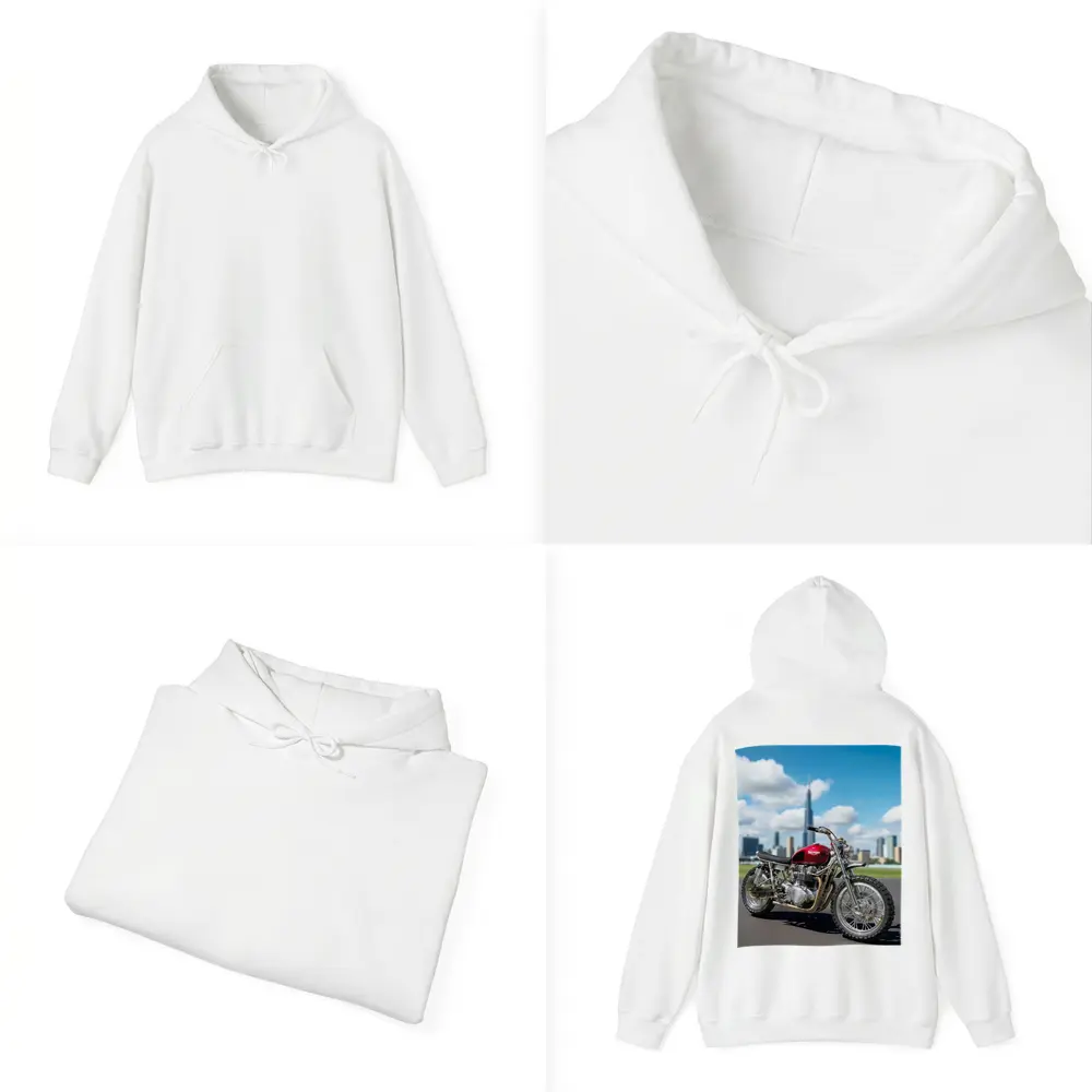 Triumph Motorcycle Red City Skyline Background – Hoodies