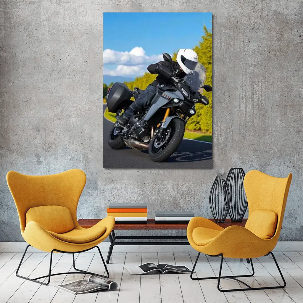 Yamaha Tracer Rider Leaning Into Corner Road – Wall Art