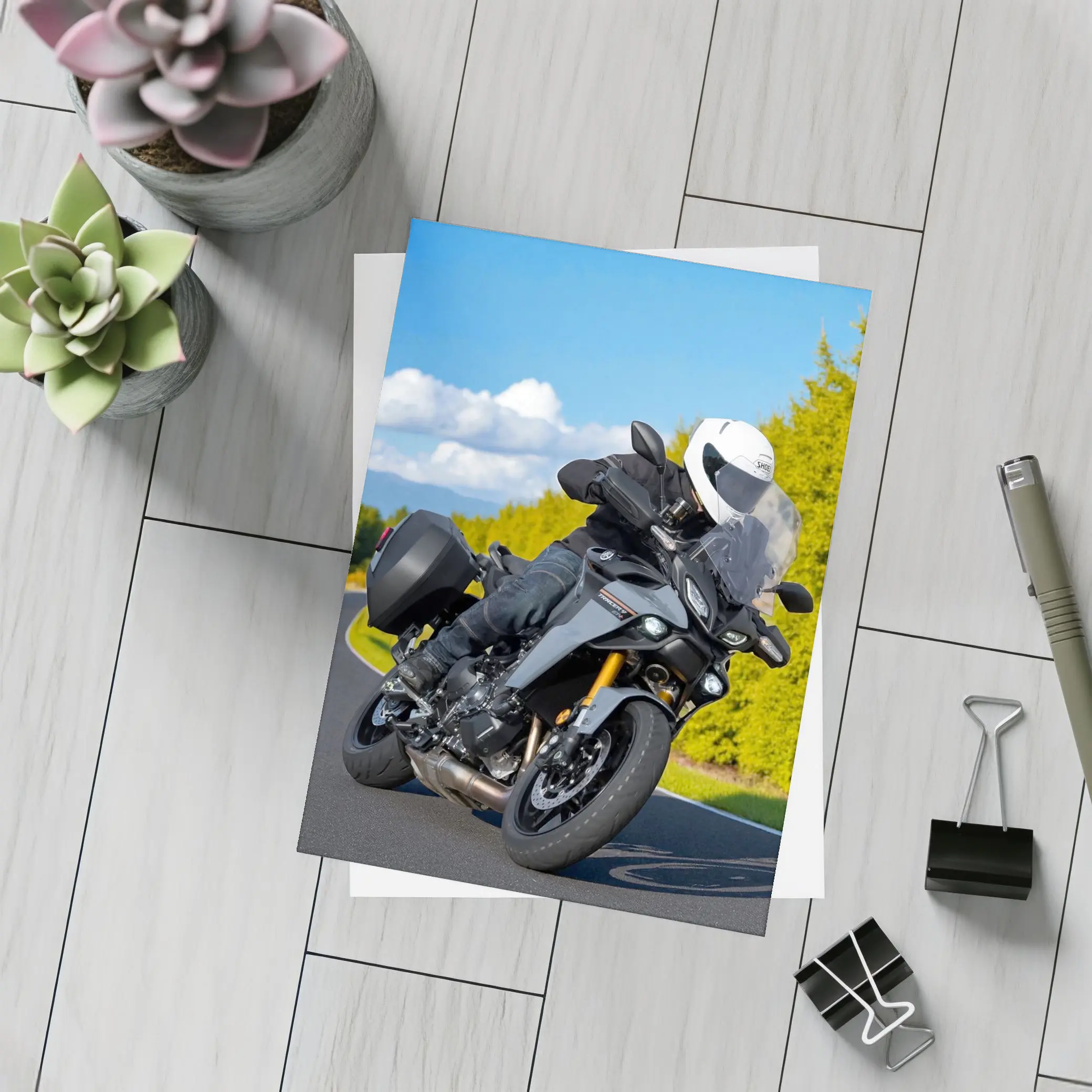 Yamaha Tracer Rider Leaning Into Corner Road – Postcards