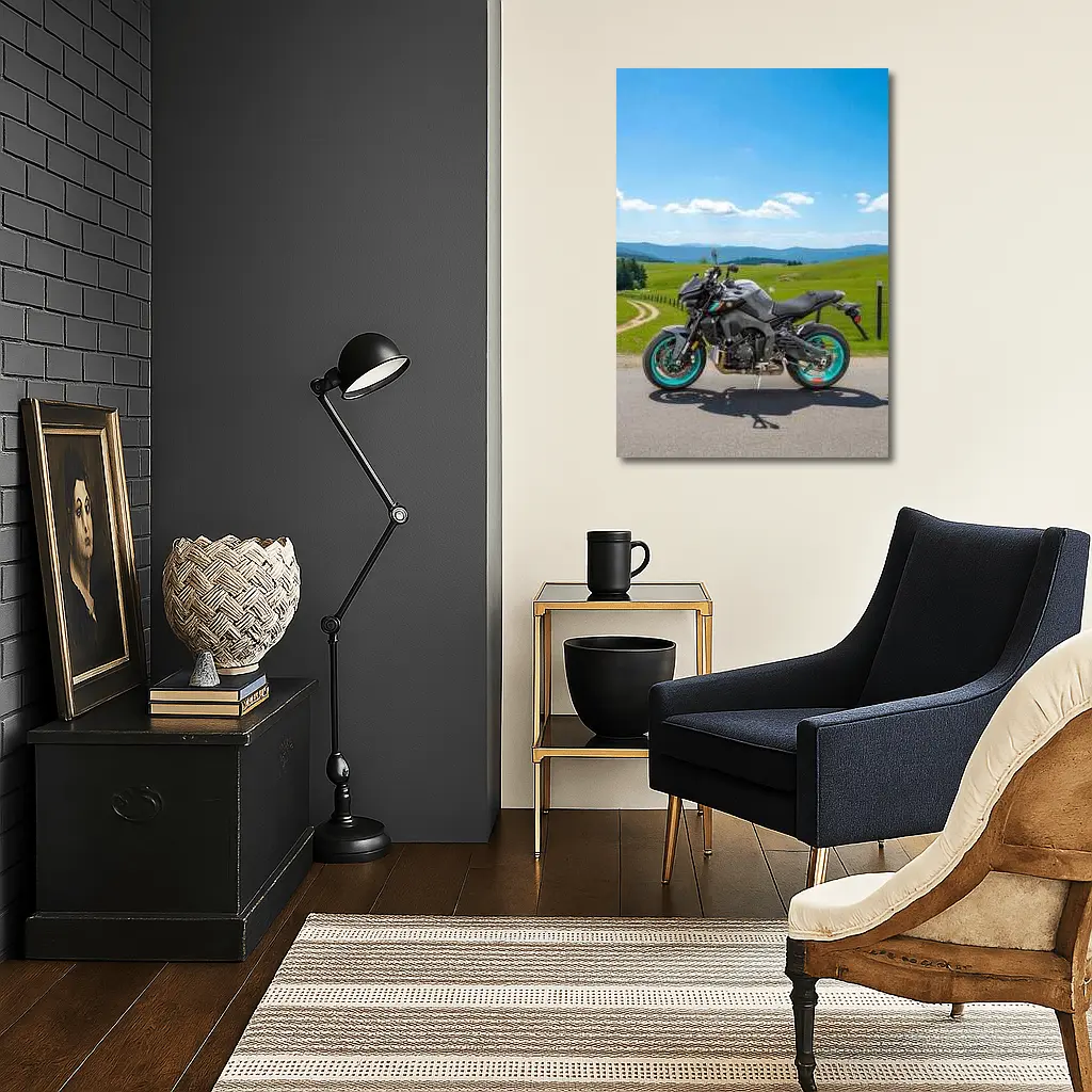 Yamaha MT Ten Teal Wheels Green Hills – Wall Art