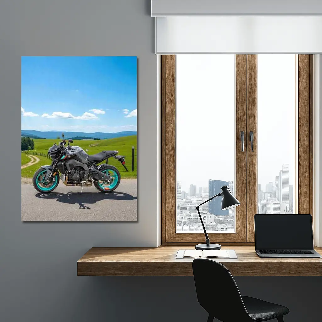 Yamaha MT Ten Teal Wheels Green Hills – Wall Art