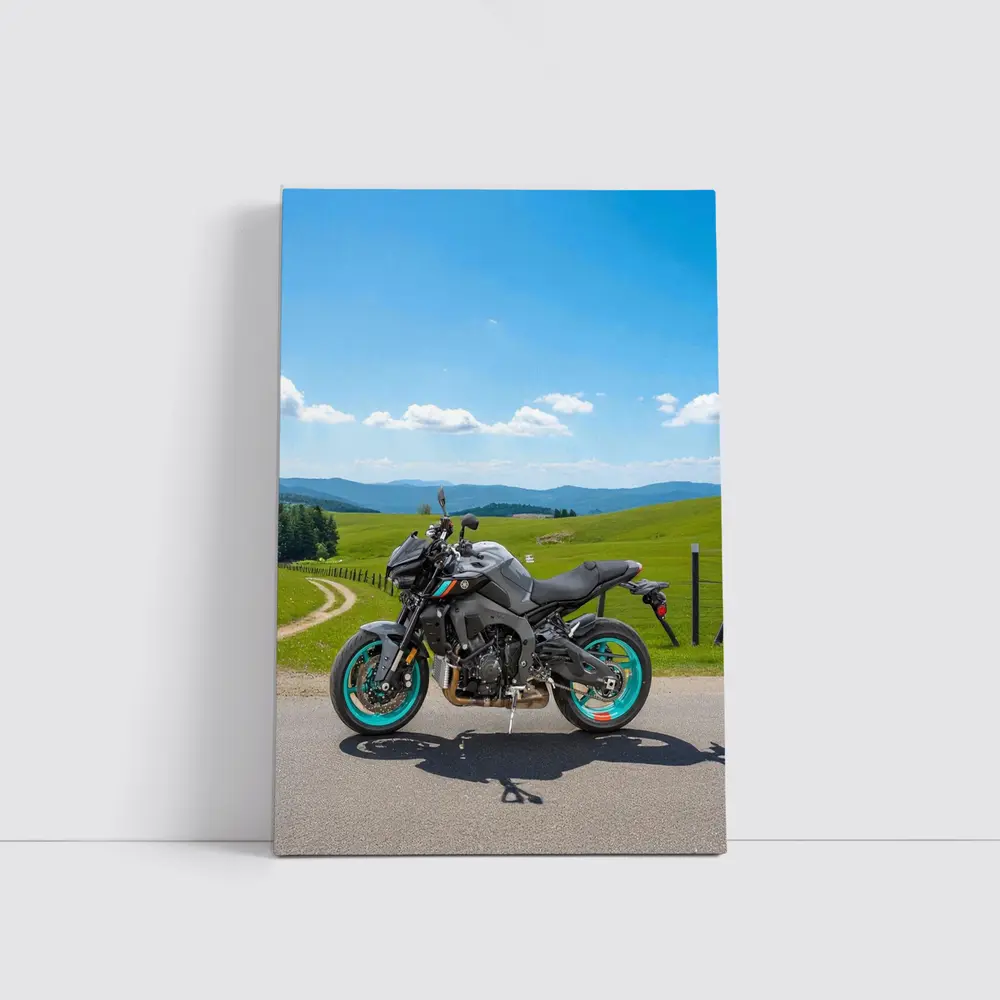 Yamaha MT Ten Teal Wheels Green Hills – Wall Art