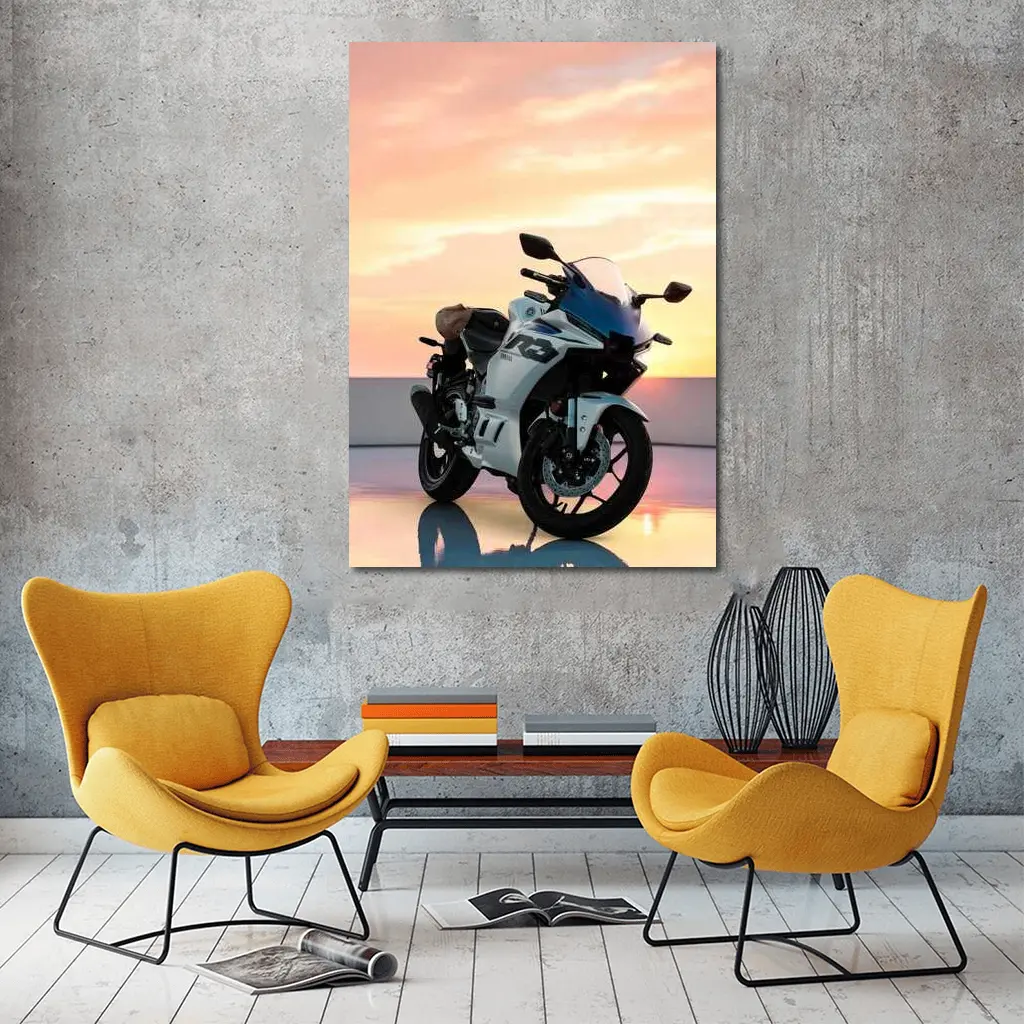 Yamaha R3 Sport Bike Sunset Sky – Wall Art