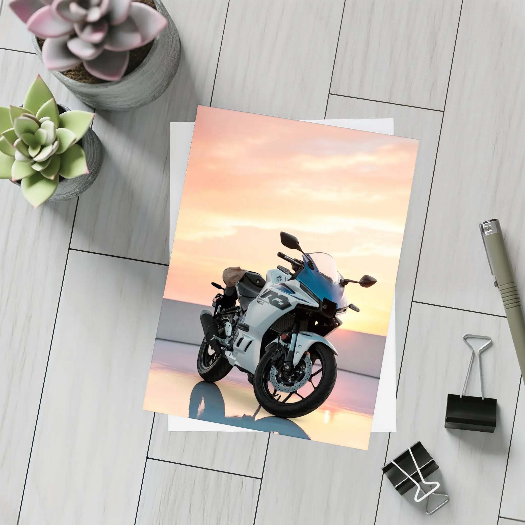 Yamaha R3 Sport Bike Sunset Sky – Postcards