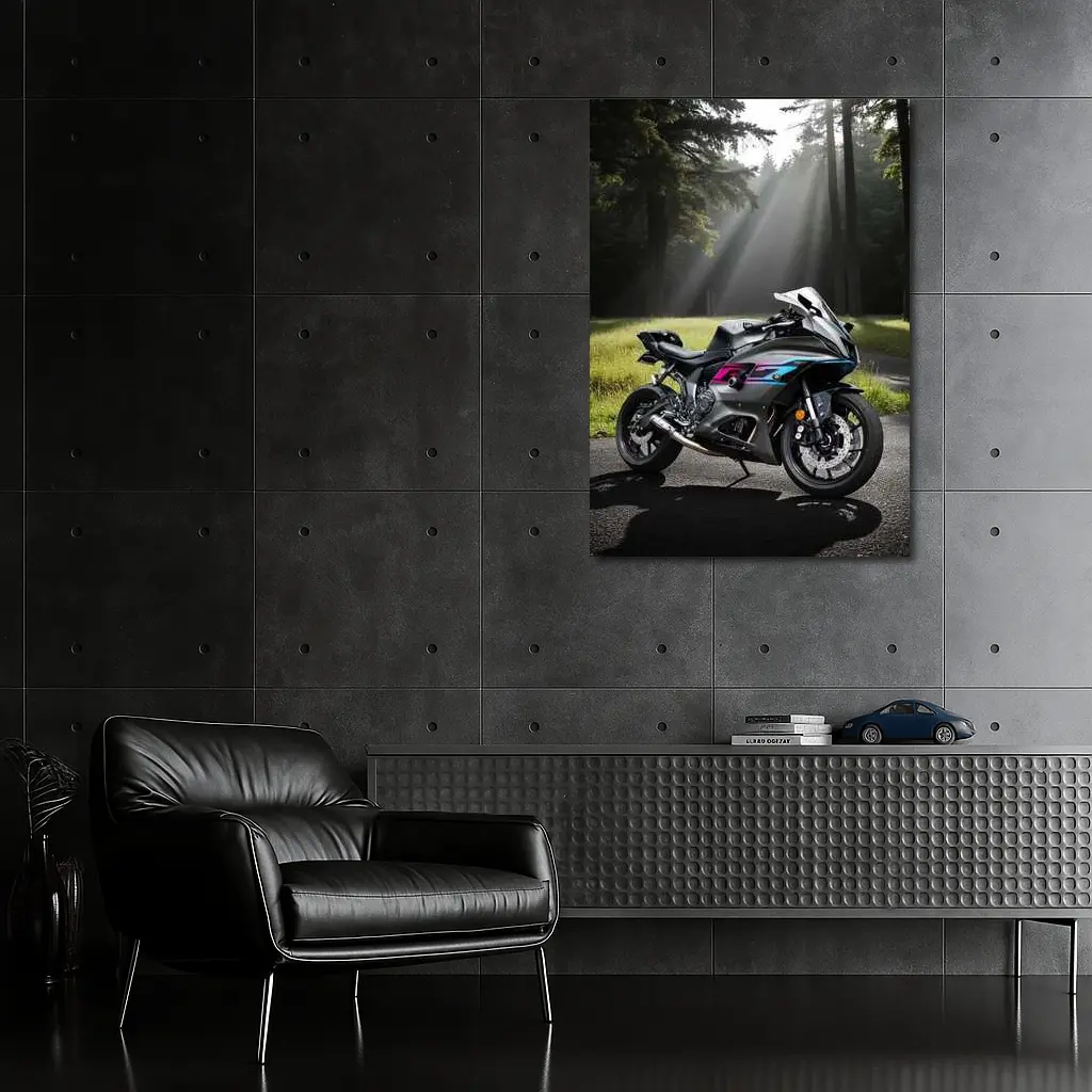 Sport Bike Superbike Forest Misty Road – Wall Art