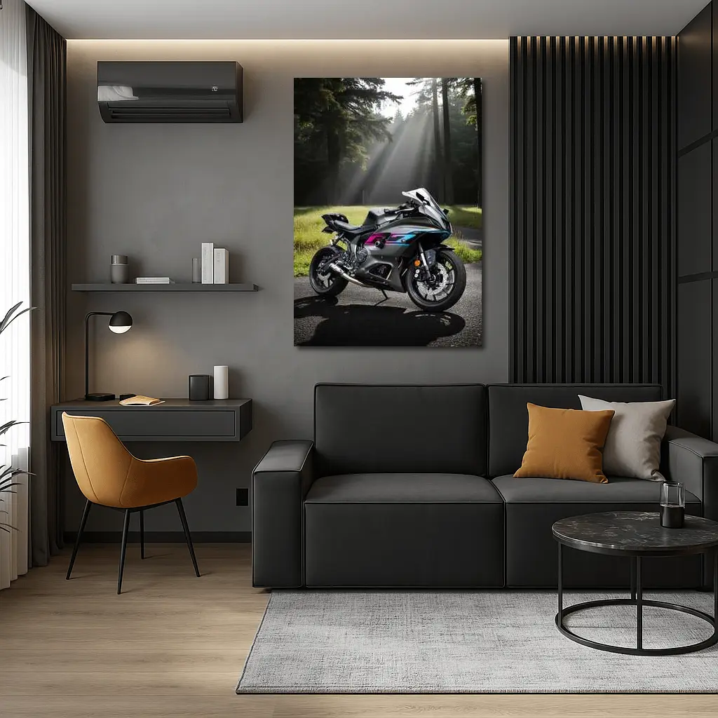 Sport Bike Superbike Forest Misty Road – Wall Art
