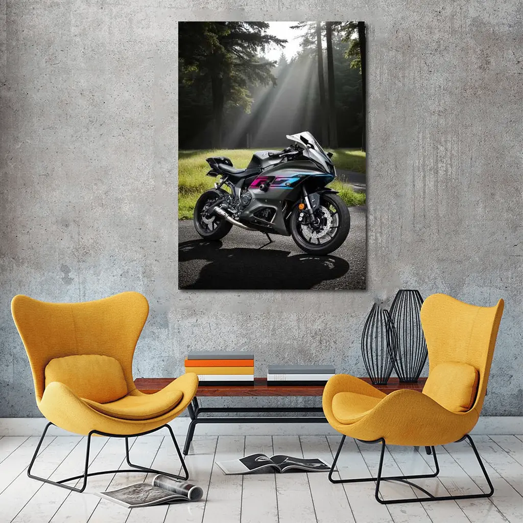 Sport Bike Superbike Forest Misty Road – Wall Art