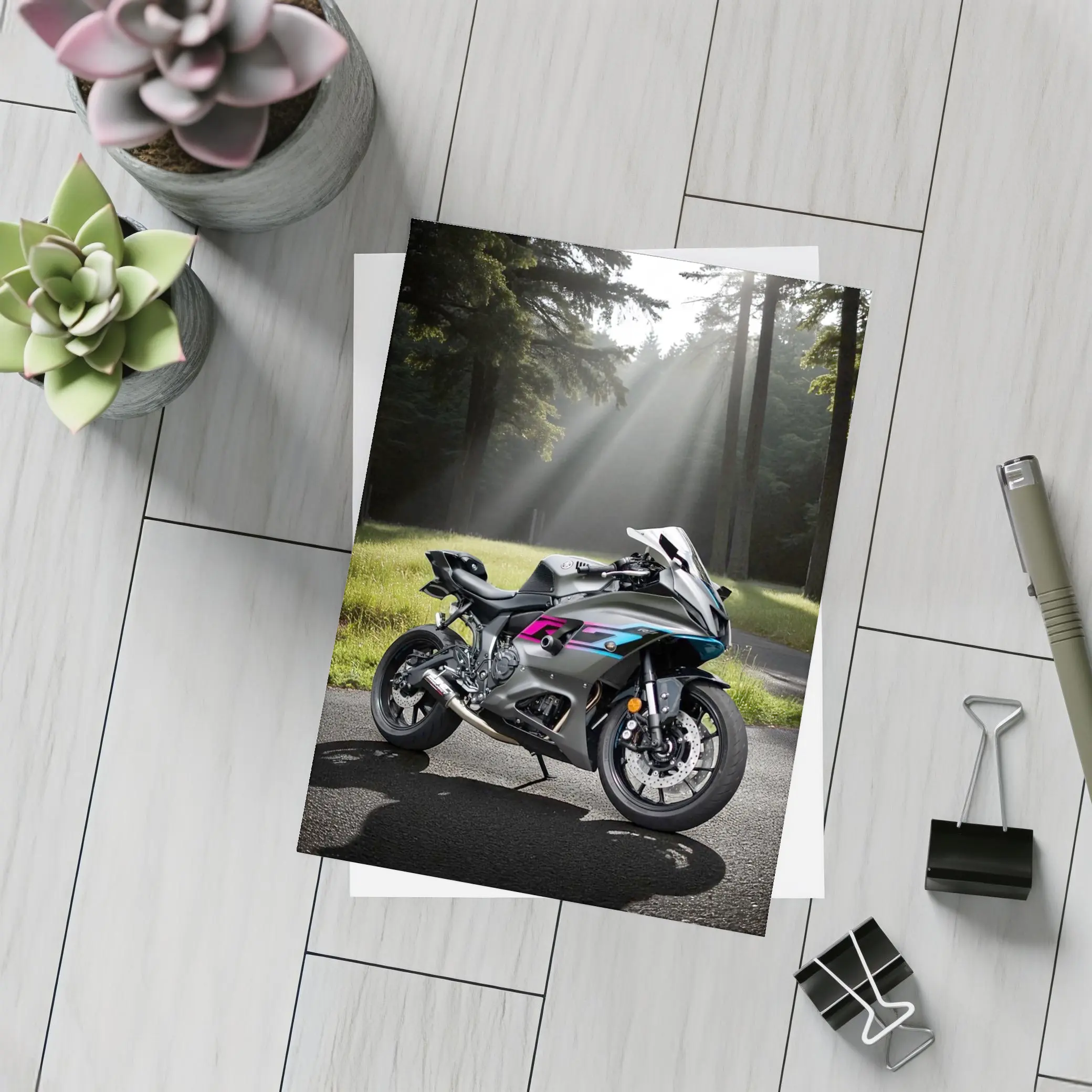 Sport Bike Superbike Forest Misty Road – Postcards