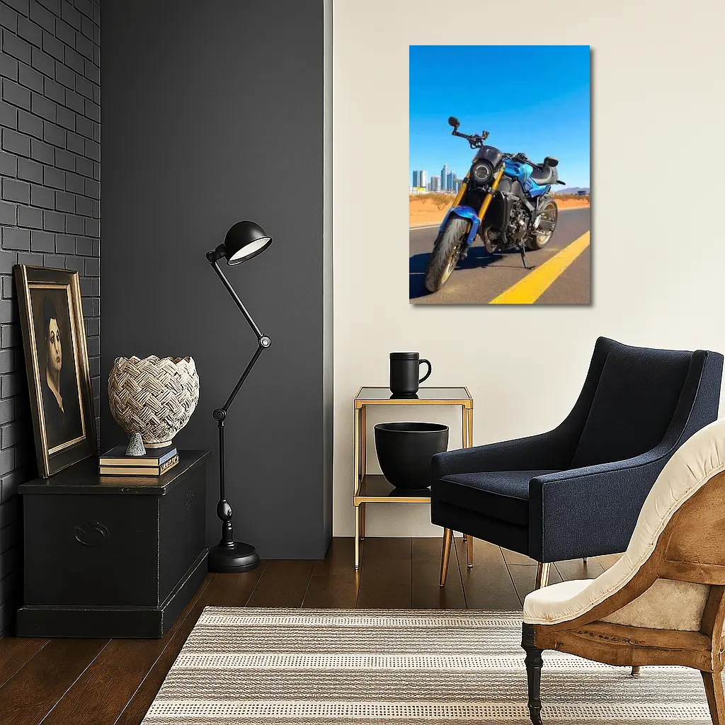 Blue Naked Bike Desert City Skyline – Wall Art