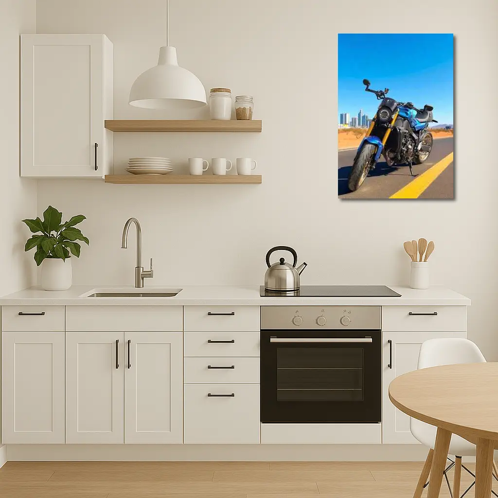 Blue Naked Bike Desert City Skyline – Wall Art