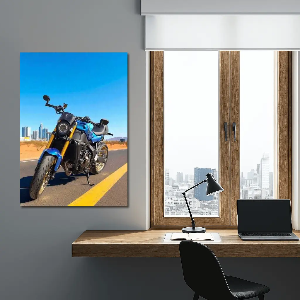 Blue Naked Bike Desert City Skyline – Wall Art