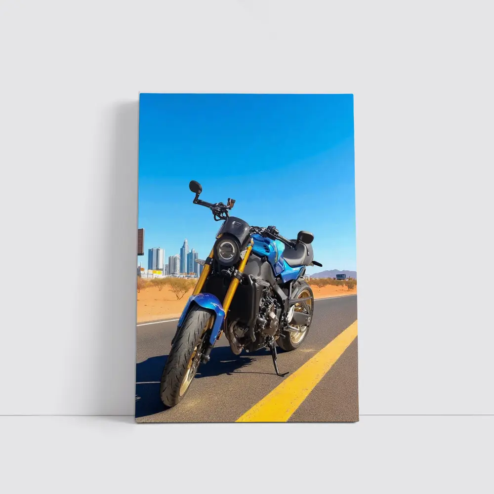 Blue Naked Bike Desert City Skyline – Wall Art