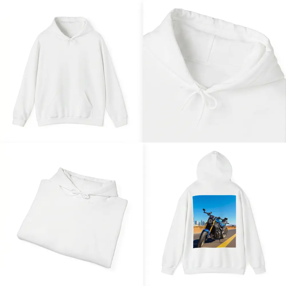 Blue Naked Bike Desert City Skyline – Hoodies