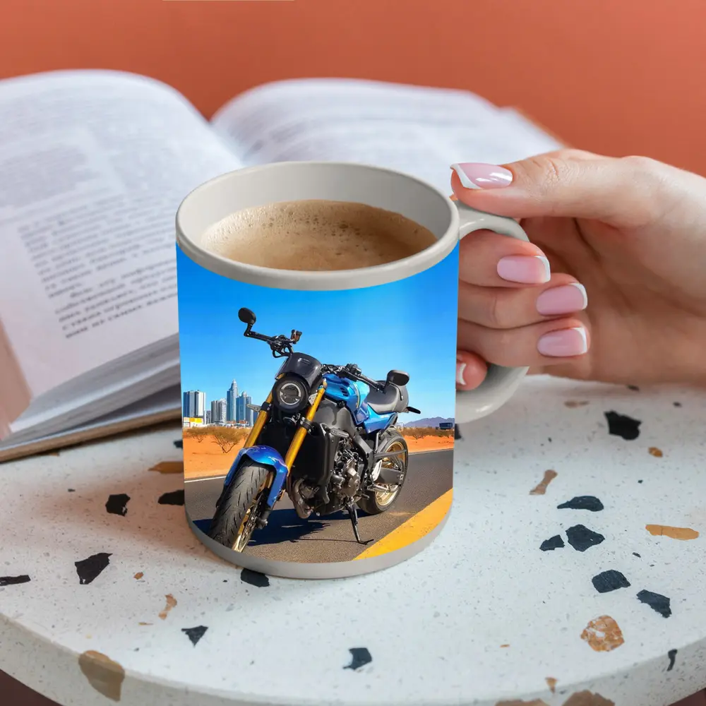 Blue Naked Bike Desert City Skyline – Mugs