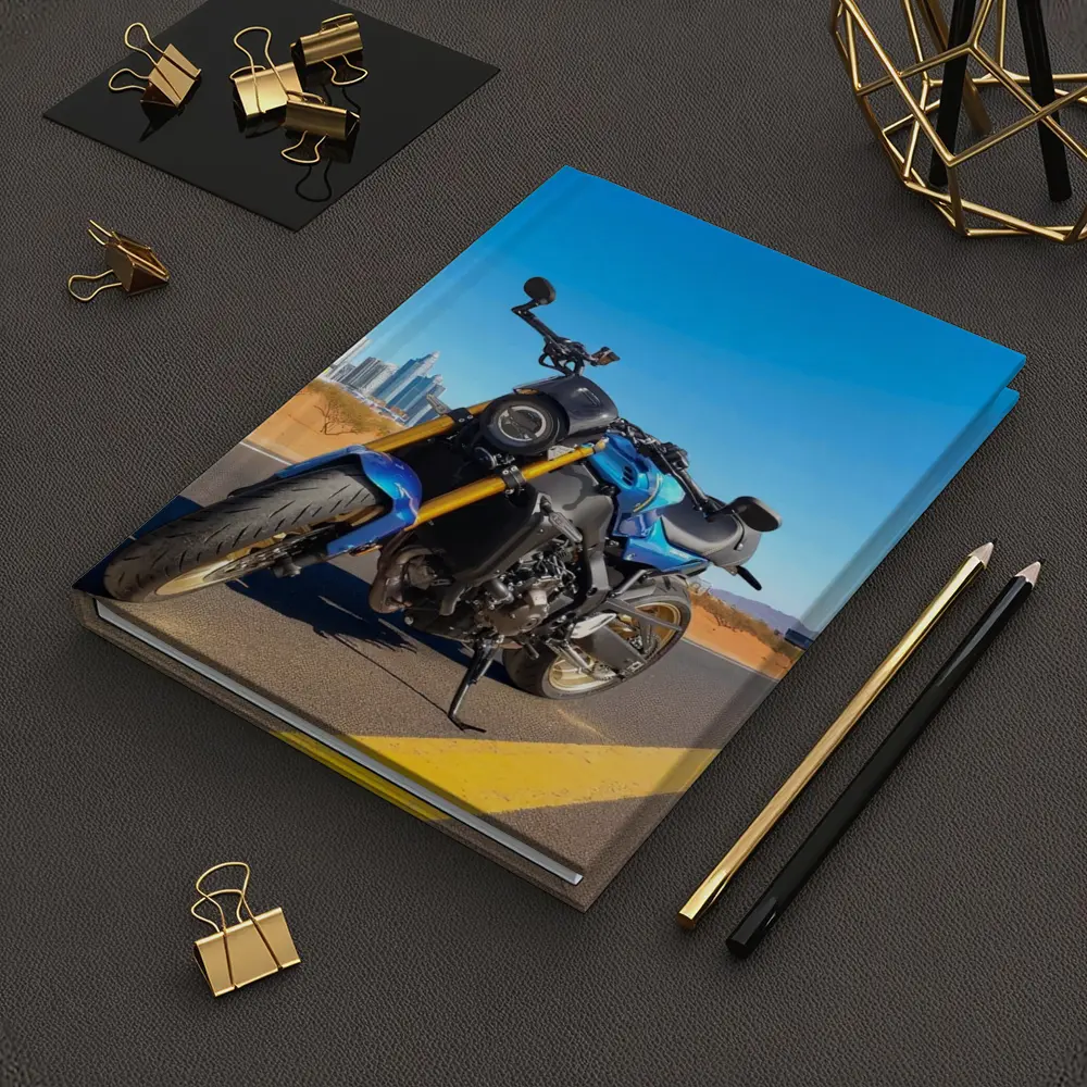 Blue Naked Bike Desert City Skyline – Notebooks
