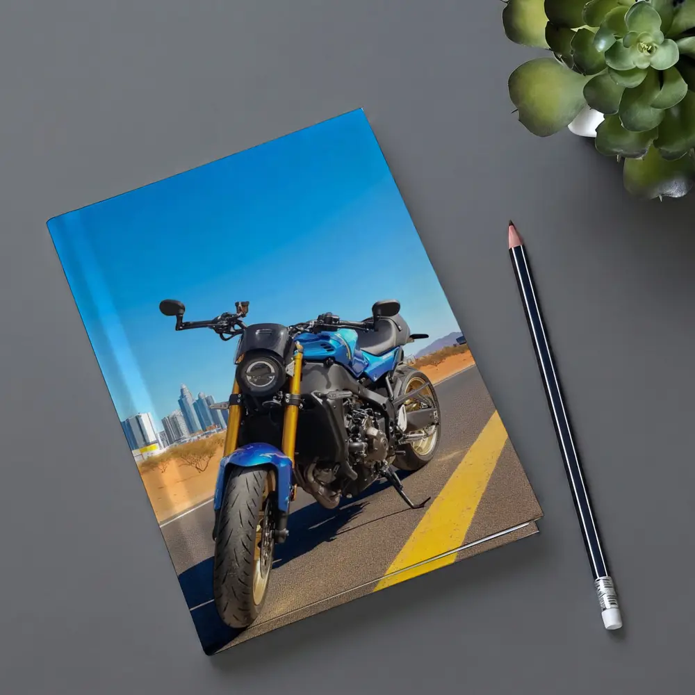 Blue Naked Bike Desert City Skyline – Notebooks