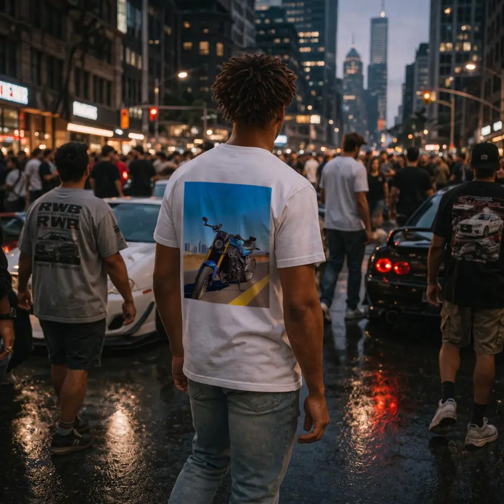 Blue Naked Bike Desert City Skyline – T-Shirts