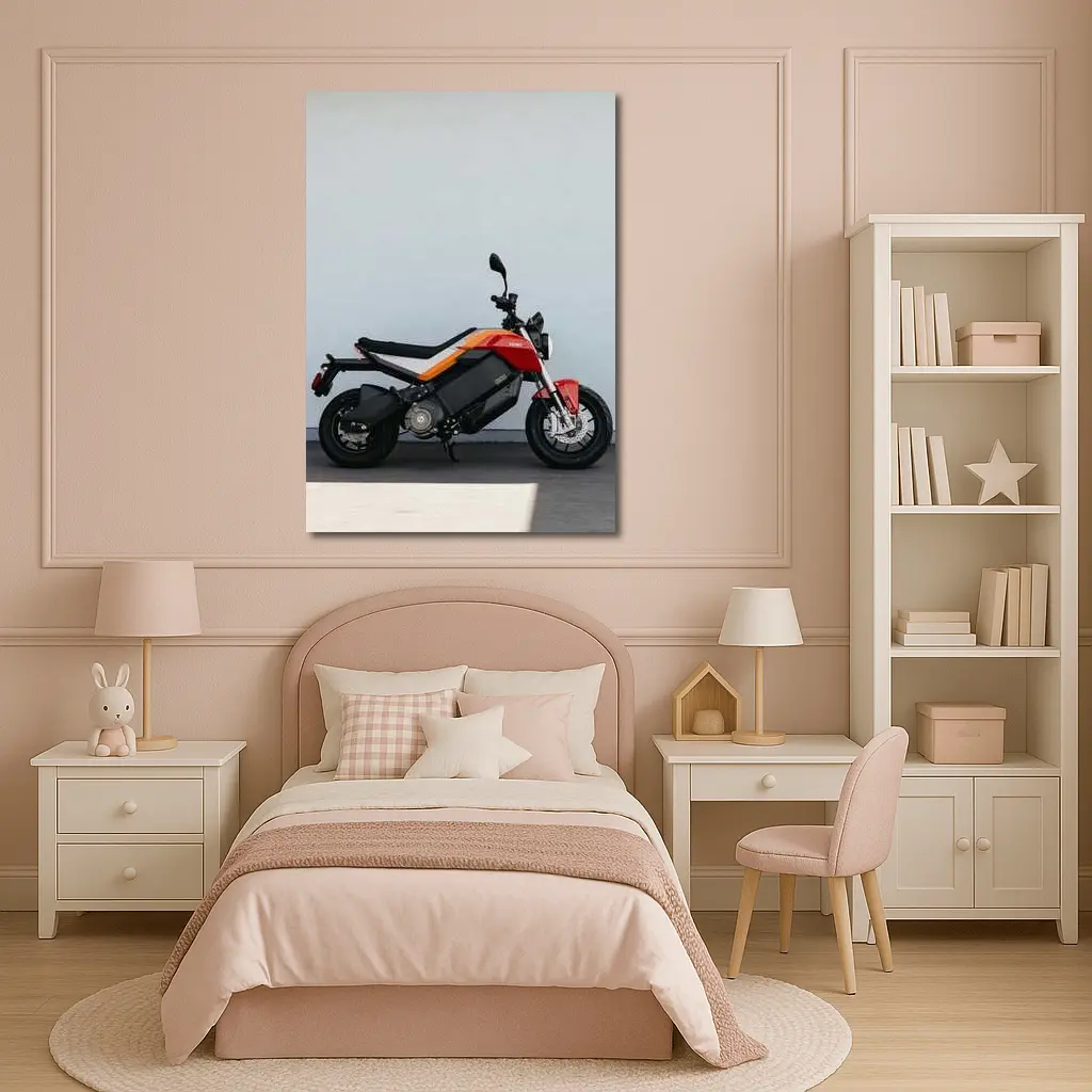 Zero Electric Motorcycle Red Orange Side Profile – Wall Art