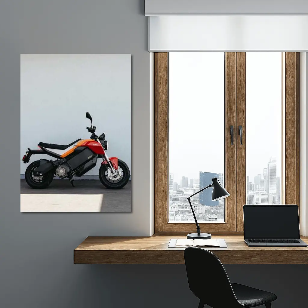 Zero Electric Motorcycle Red Orange Side Profile – Wall Art