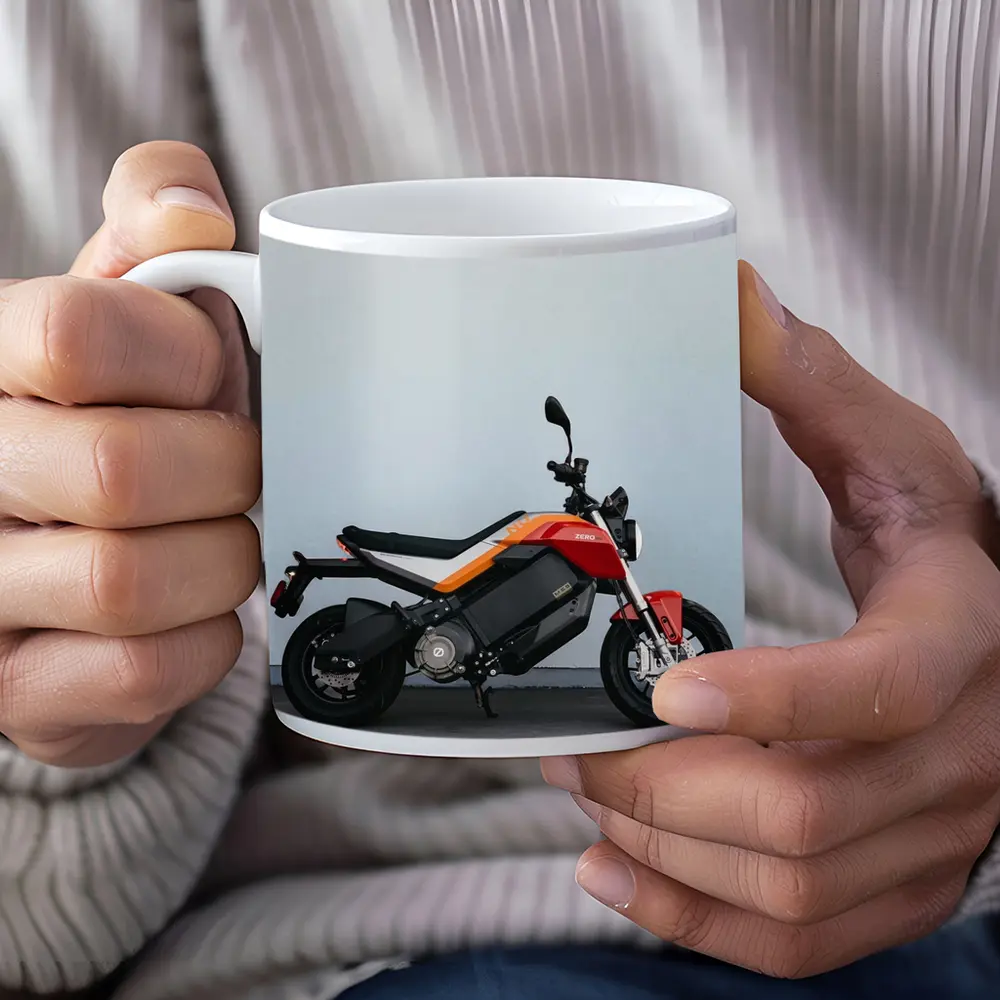 Zero Electric Motorcycle Red Orange Side Profile – Mugs