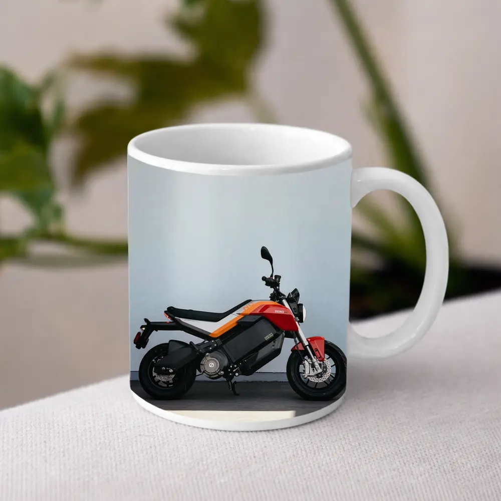 Zero Electric Motorcycle Red Orange Side Profile – Mugs