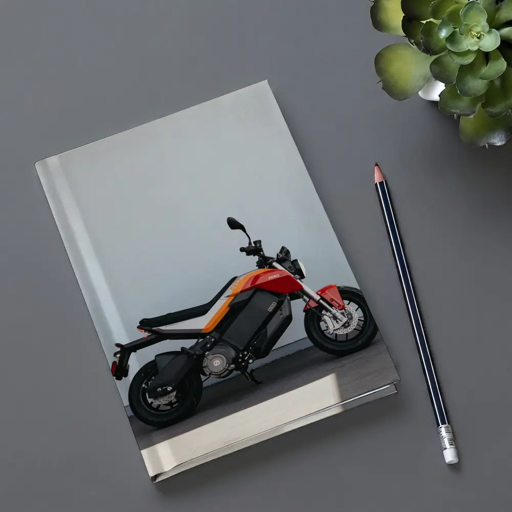 Zero Electric Motorcycle Red Orange Side Profile – Notebooks