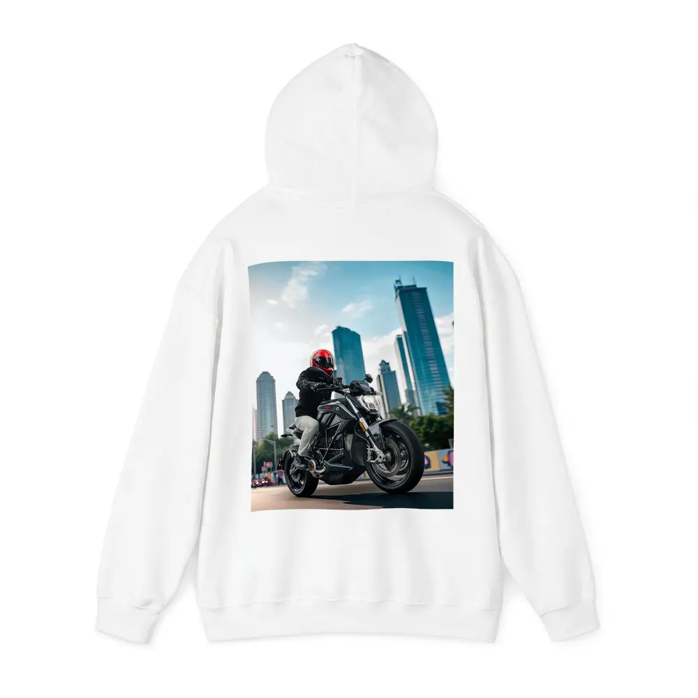 Naked Bike Rider City Skyline Urban Street – Hoodies