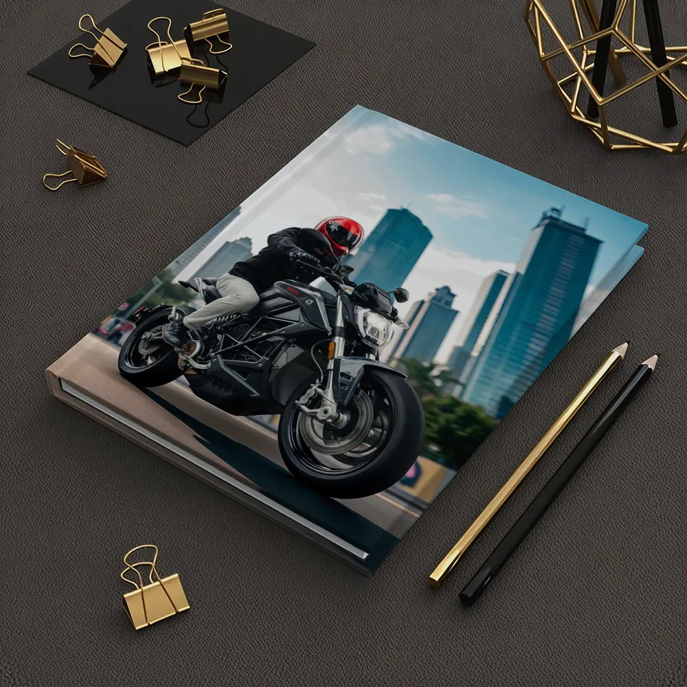 Naked Bike Rider City Skyline Urban Street – Notebooks