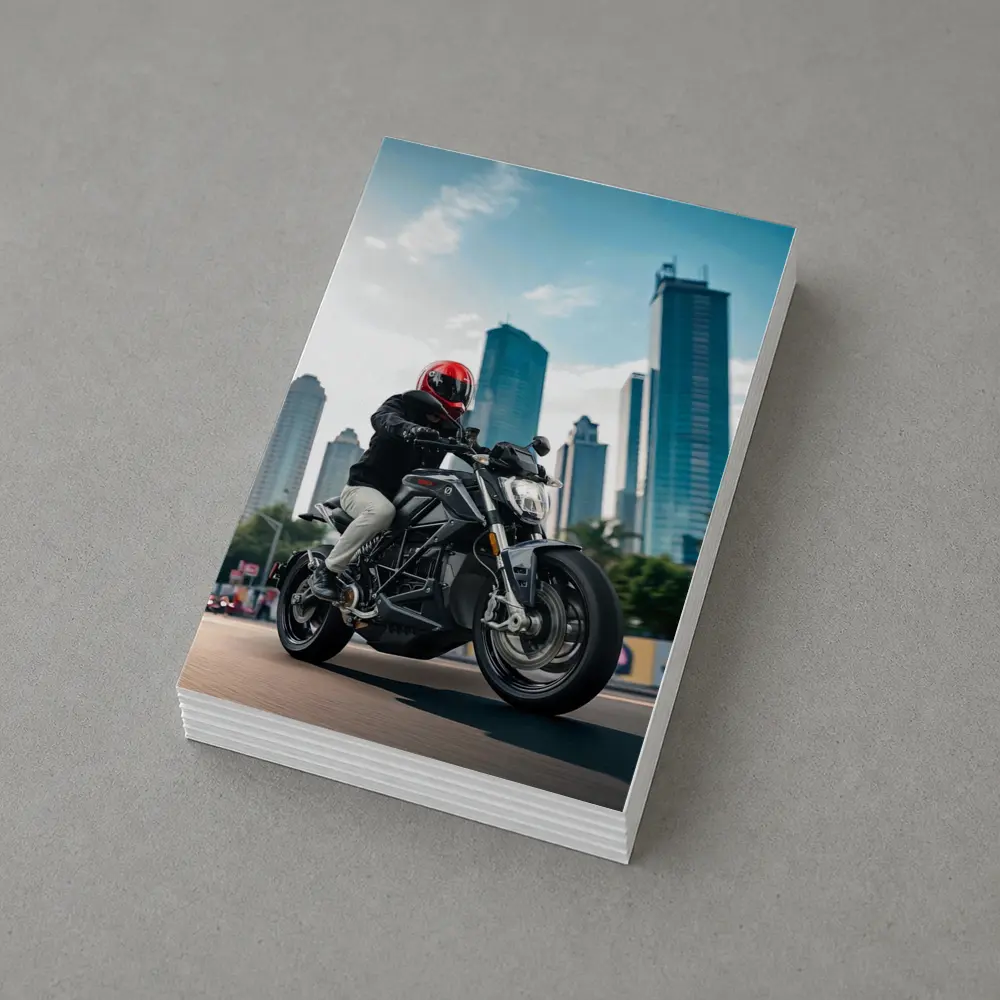 Naked Bike Rider City Skyline Urban Street – Postcards