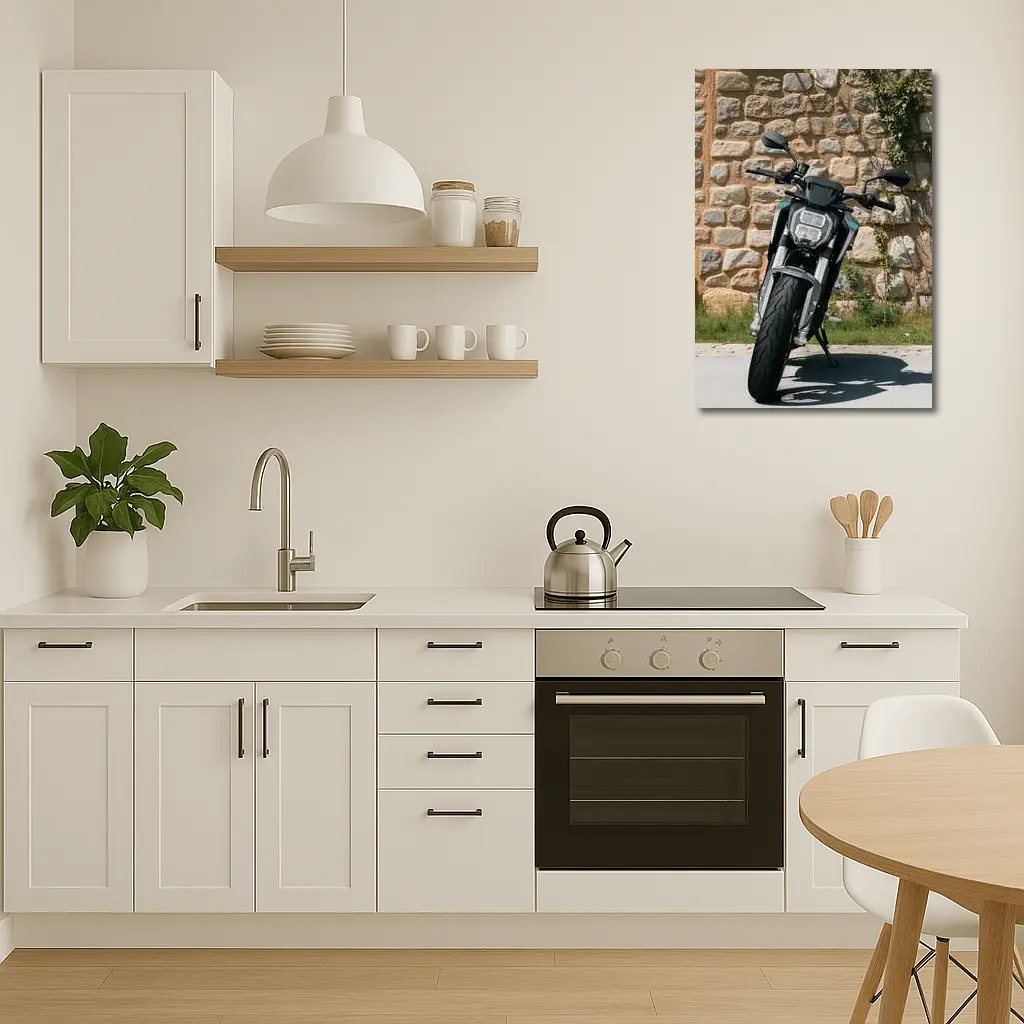 Naked Streetfighter Motorcycle Against Stone Wall – Wall Art