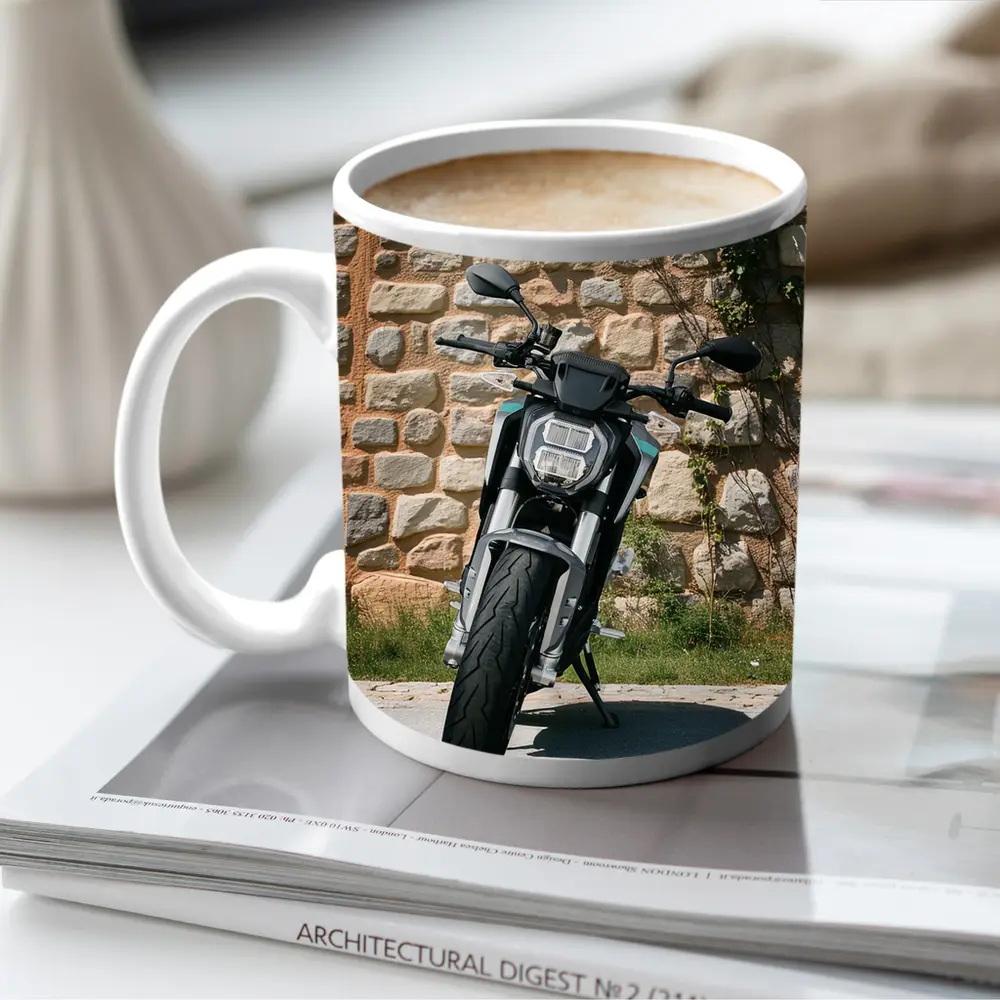 Naked Streetfighter Motorcycle Against Stone Wall – Mugs