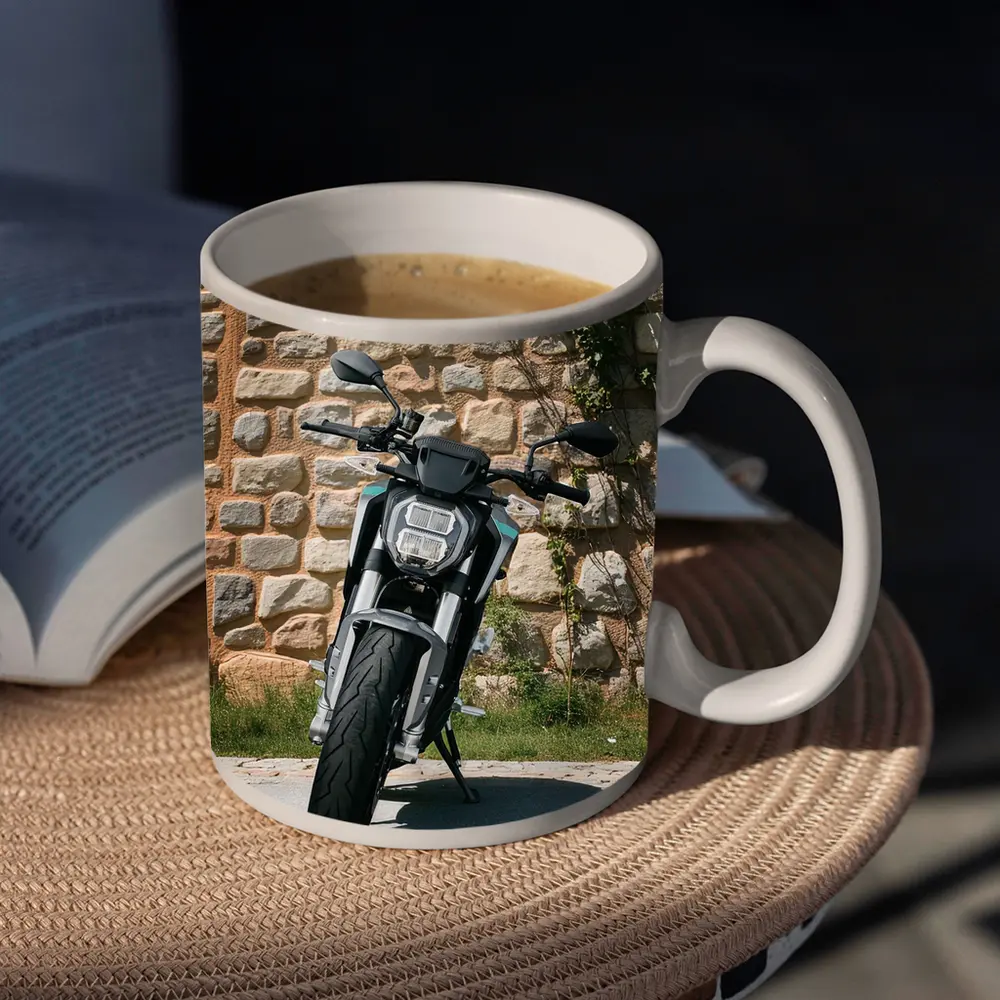 Naked Streetfighter Motorcycle Against Stone Wall – Mugs