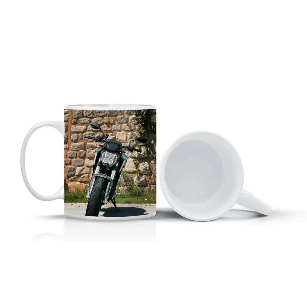 Naked Streetfighter Motorcycle Against Stone Wall – Mugs