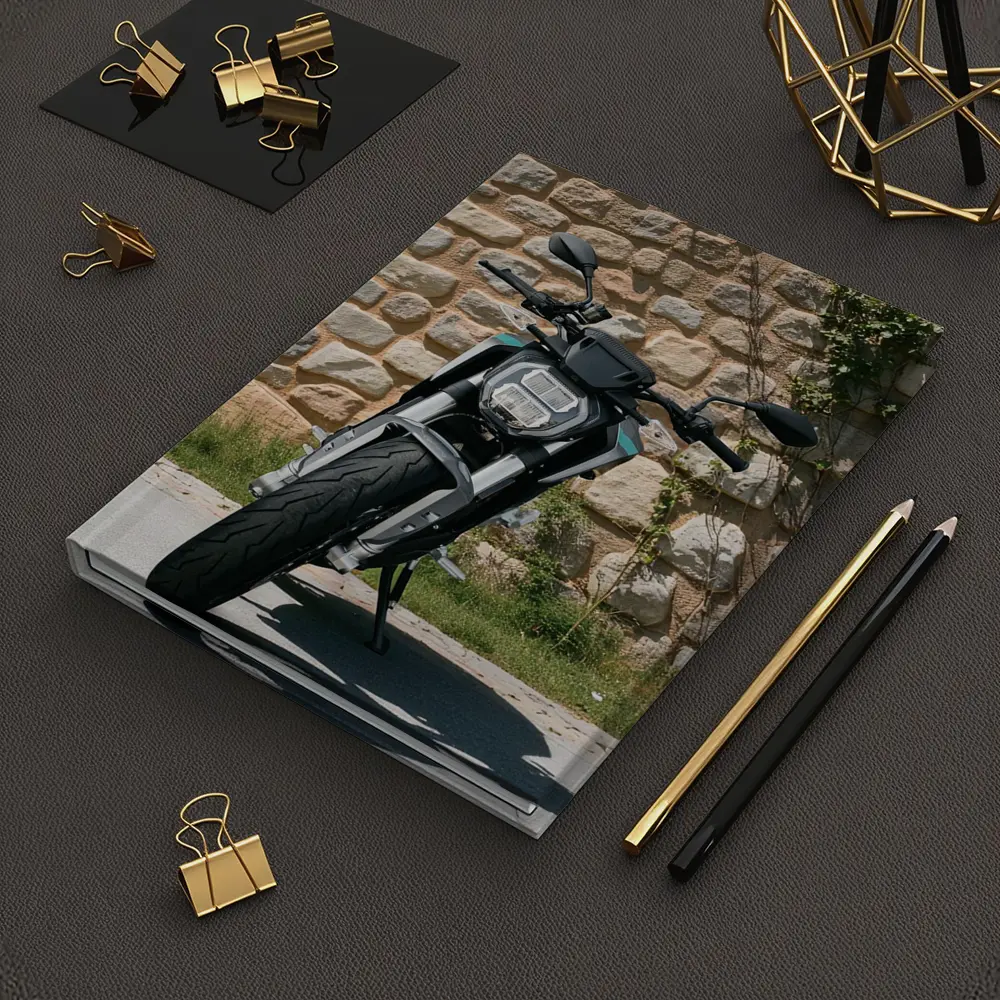 Naked Streetfighter Motorcycle Against Stone Wall – Notebooks